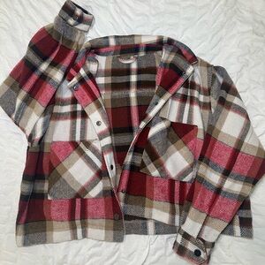 Plaid Button-Up Soft Jacket